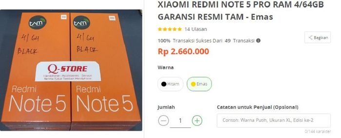 Harga resmi di Tokopedia