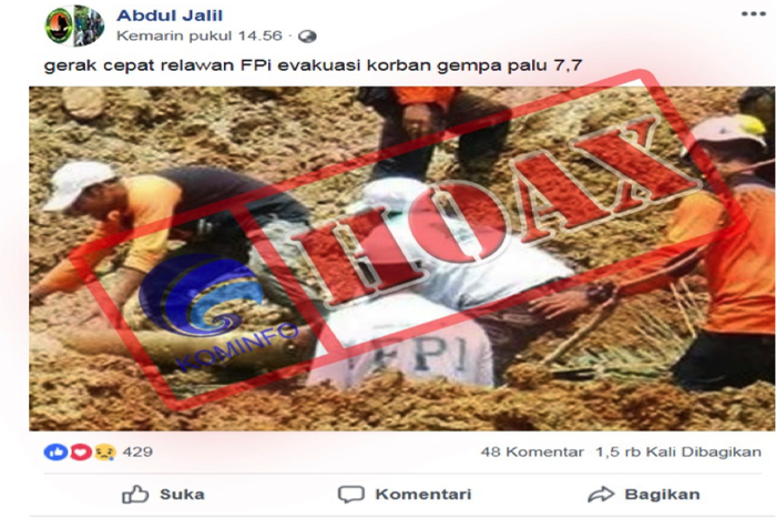 Hoaks relawan FPI gerak cepat