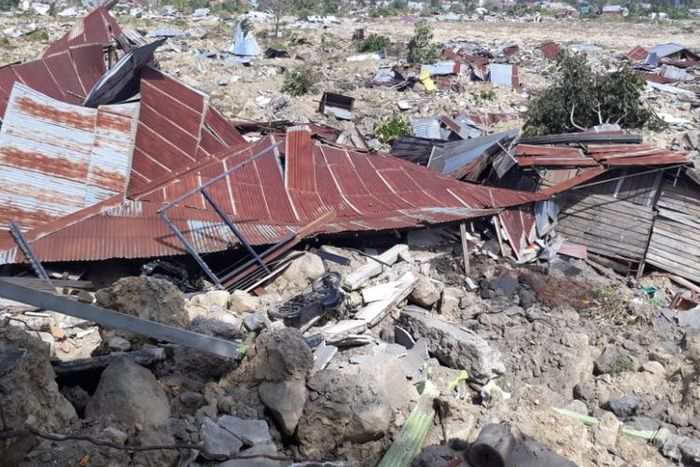 Kondisi Kelurahan Balaroa di Sulawesi Tengah yang hancur ditelan bumi setelah gempa bumi dahsyat men