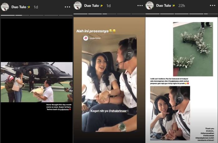 instagram.com/shabrinaar
Instastory Shabrina saat dilamar Ryuji