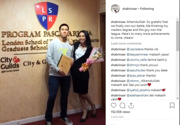 instagram.com/shabrinaar
Lulusan S2 dan kini bergelar Master