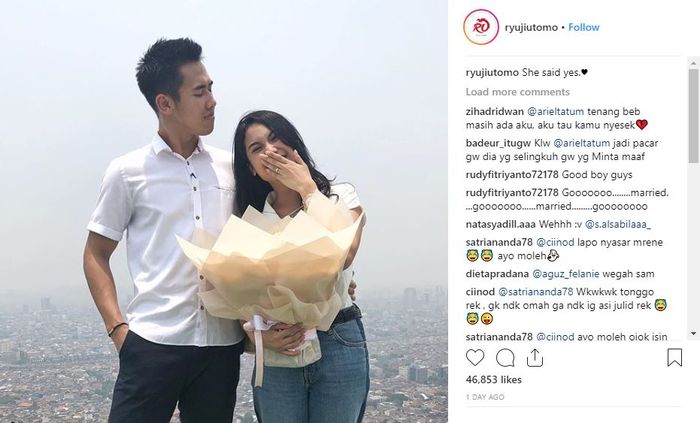 instagram.com/ryujiutomo
Postingan Ryuji Utomo setelah melamar Shabrina