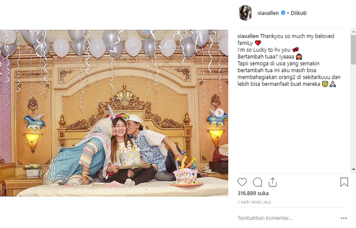 Ulang tahun <a href='https://manado.tribunnews.com/tag/via-vallen' title='Via&nbsp;Vallen'>Via&nbsp;Vallen</a>