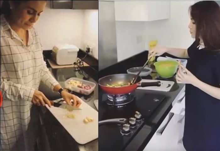 Aktivitas memasak Momo di dapurnya