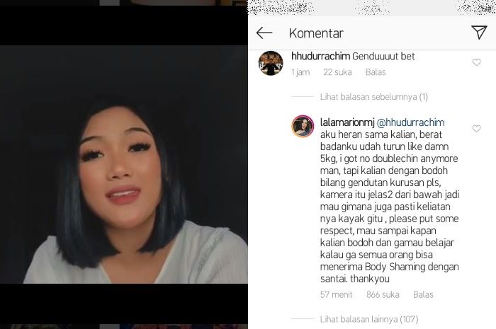 Balasan Marion Jola untuk netter yang melakukan body shaming 