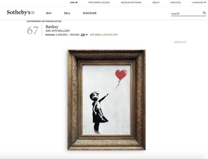 Lukisan Girl With Balloon yang rusak setelah berhasil terjual Rp 19 milyar