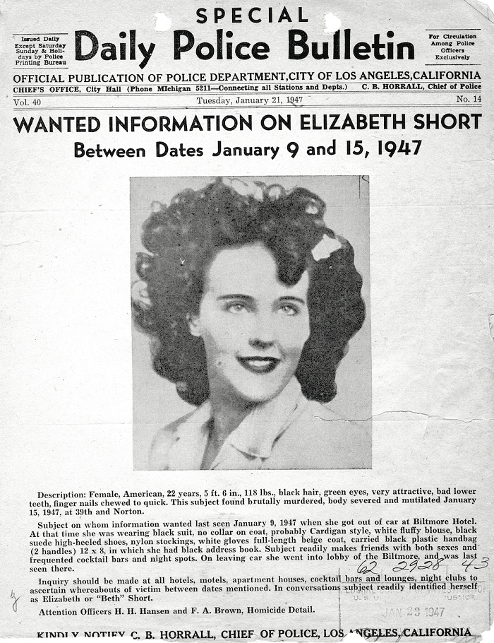  selebaran FBI dalam mencari informasi tentang Elizabeth Short 