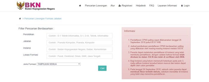 Fitur yang bisa dimanfaatkan pelamar CPNS 2018 untuk tahu jumlah pesaing formasi CPNS yang diincar