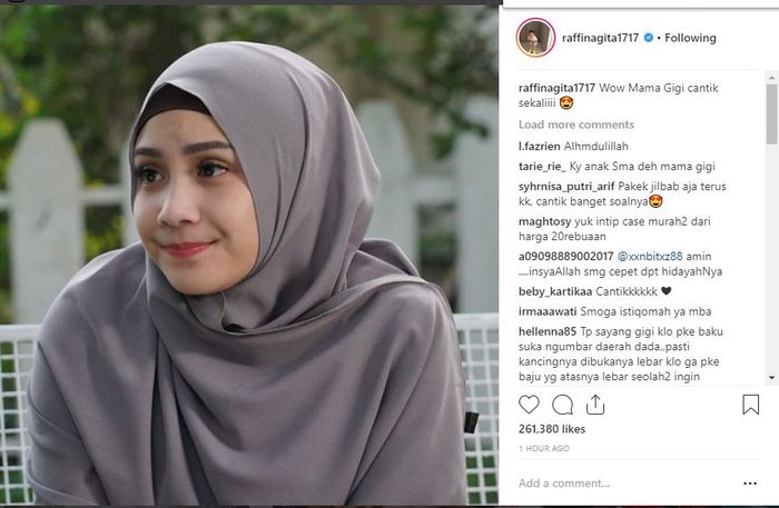 Nagita Slavina pakai hijab syar'i.
