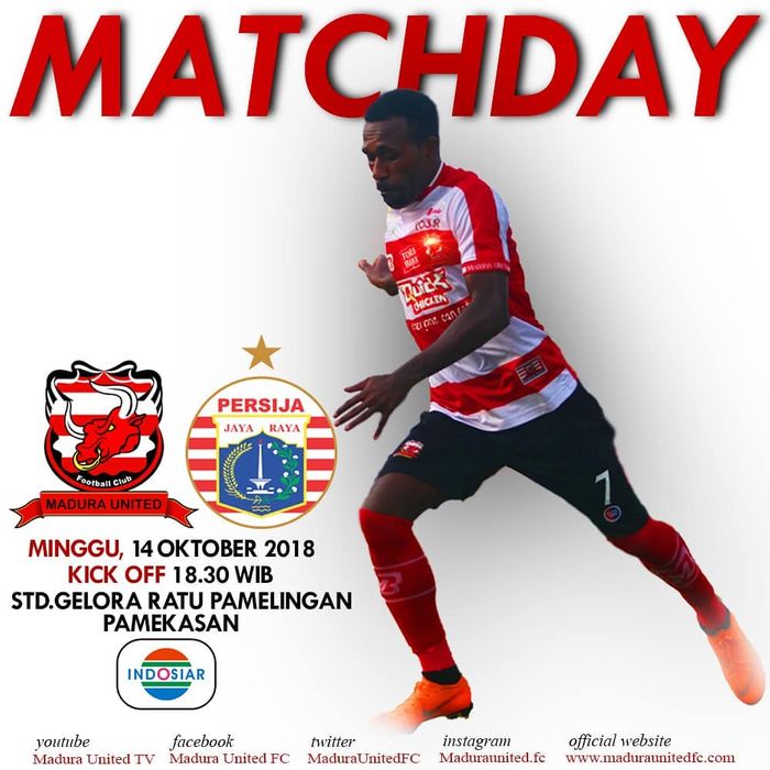 Laga lanjutan Liga 1 Indonesia, Madura United VS Persija Jakarta.