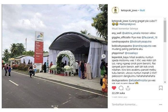 Beredar luas di media sosial tentang foto pernikahan di SPBU.