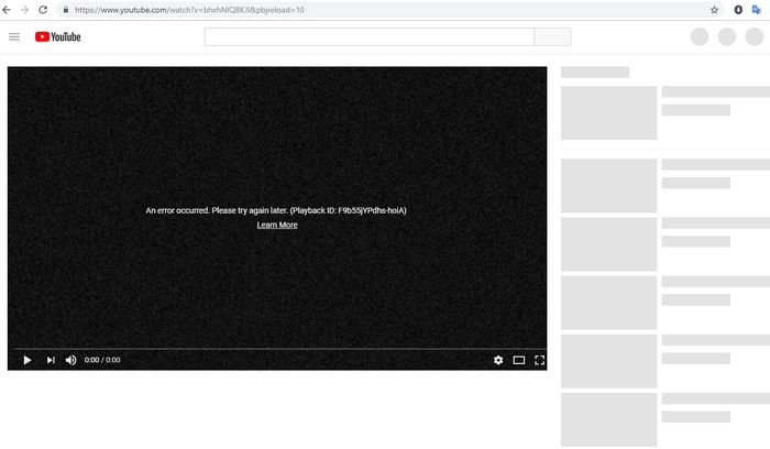 tampilan Youtube yang eror