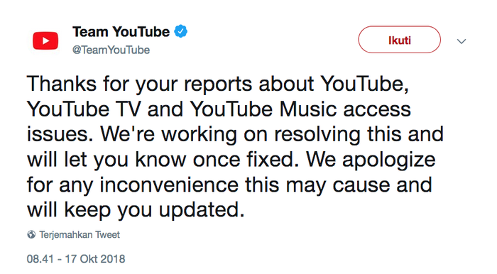 Twit Masalah Youtube