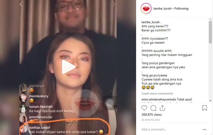 Video Bubah Alvian diunggah akun gosip.