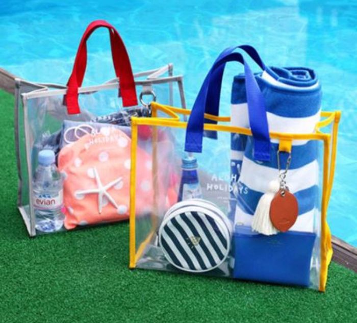 Waterproof PVC Transparent Storage Bag, Summer Beach Handbag Tote, Clothing