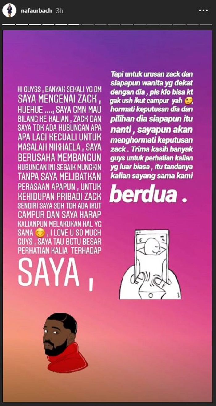 Nafa Urbach beri penjelasan tentang hubungannya dengan Zack Lee.