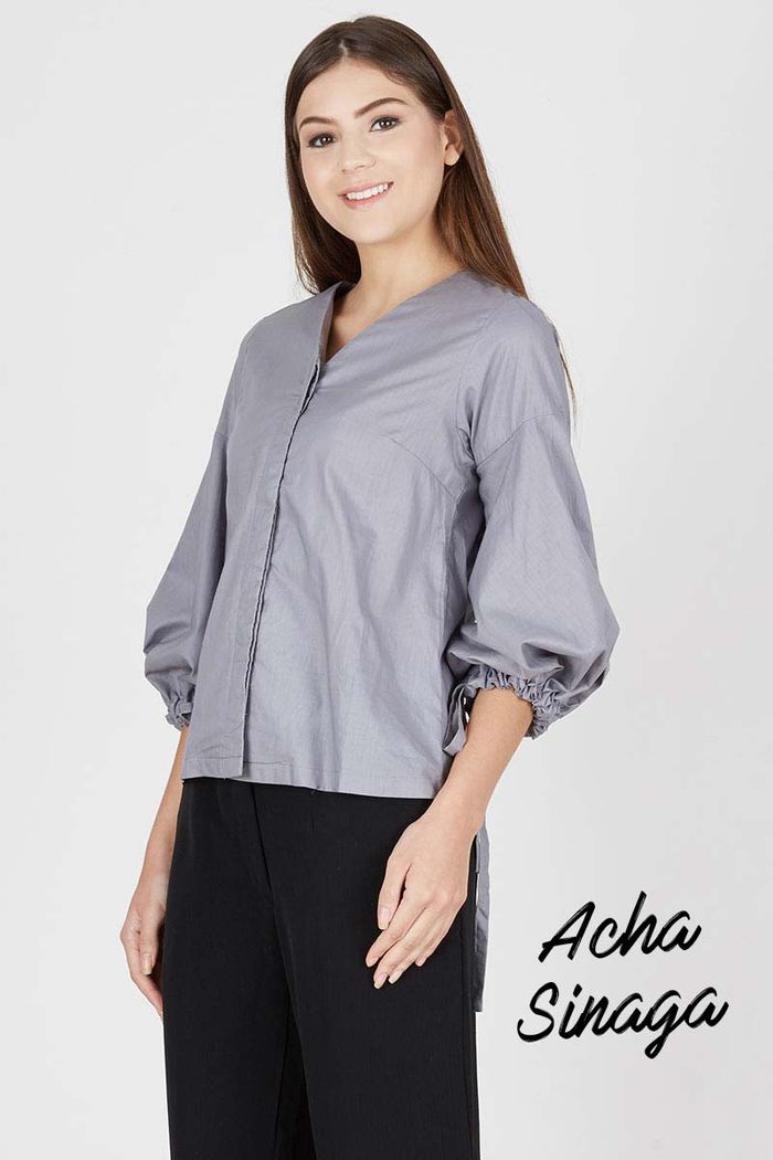 Nelda Puff Sleeve Blouse Grey