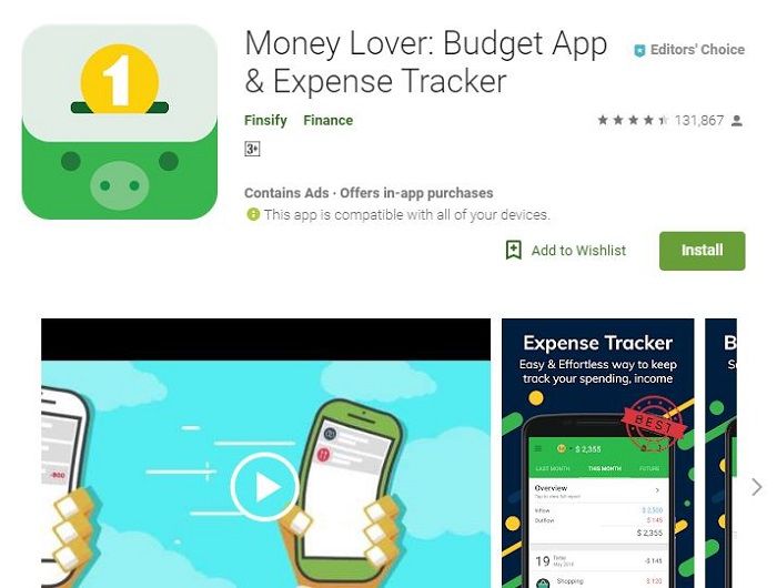 Aplikasi pengatur keuangan Money Lover di Google Play Store