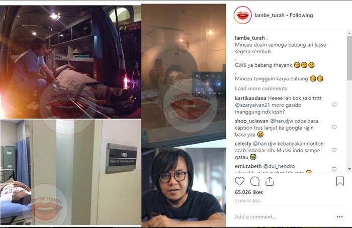 Ari Lasso dilarikan ke rumah sakit. 