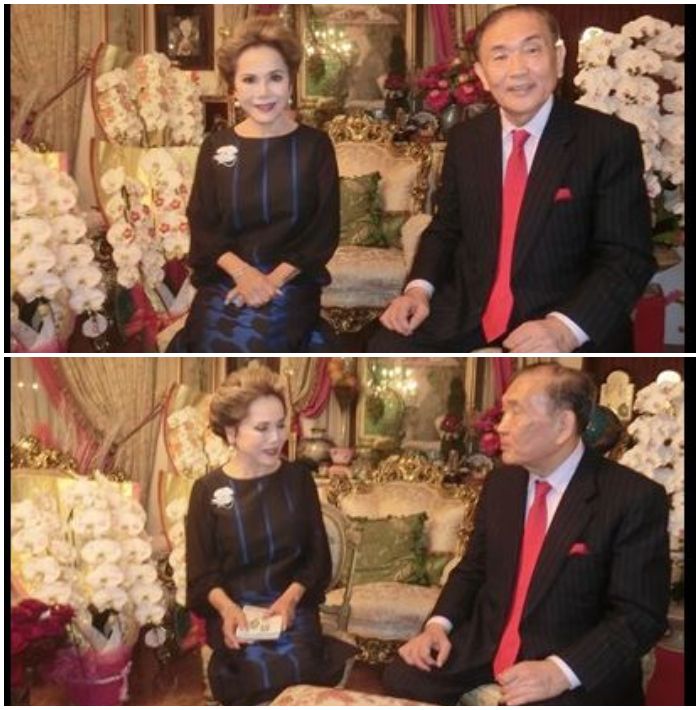 Ratna Sari Dewi saat wawancara di sebuah stasiun televisi di Jepang.