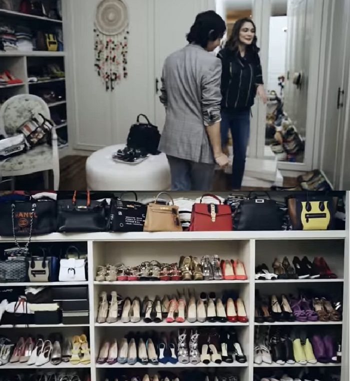 Ruang penyimpanan koleksi tas dan sepatu Luna Maya