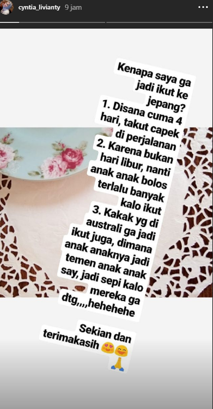Alasan Cyntia Livianty, adik bungsu Maia Estianty tak hadiri pernikahannya di Tokyo