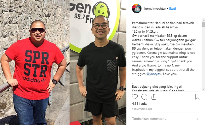 Potret perubahan penampilan Kemal Mochtar setelah satu tahun diet