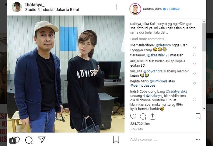 Thalasya dan Raditya Dika (Instagram @raditya_dika)

