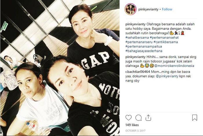 Pinky Evianty, kakak kandung Maia Estianty, rajin berolahraga