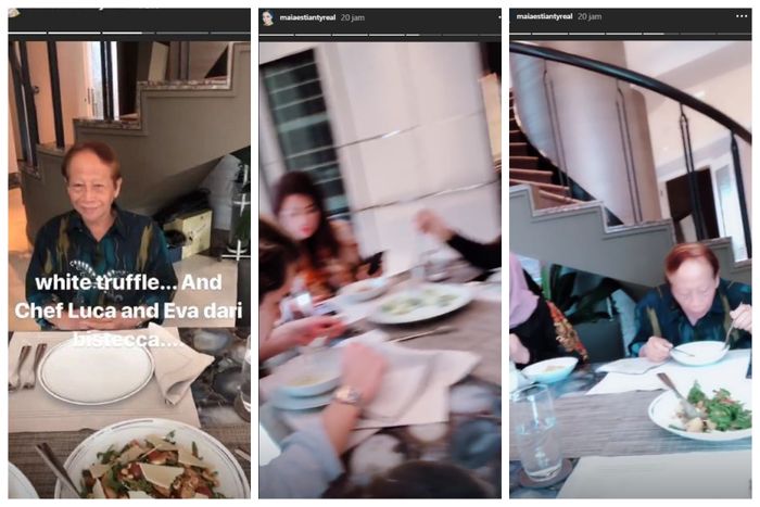 Maia Estianty menikmati hidangan dari chef bersama ayah, ibu, kakak, dan putra bungsunya