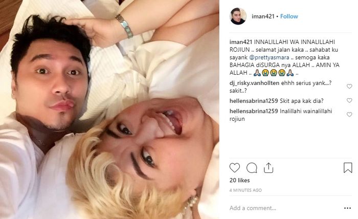 unggahan salah satu sahabat Pretty Asmara