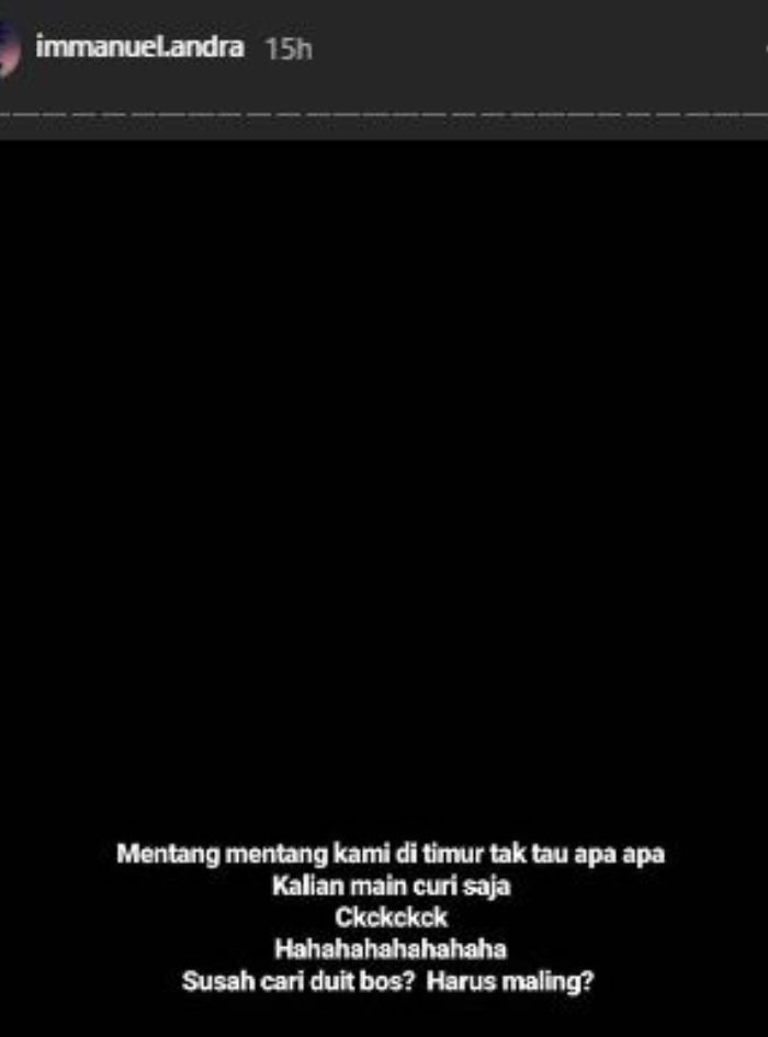 Postingan fitur Story laman Instagram pribadi milik Near, @immanuel.andra.