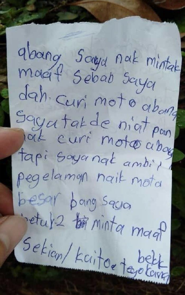 Surat yang ditinggalkan pencuri