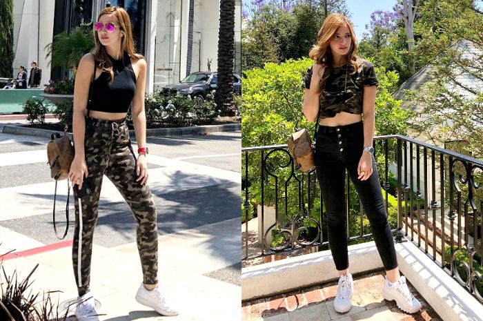 Nia Ramadhani tampil bergaya militer dengan paduan crop top