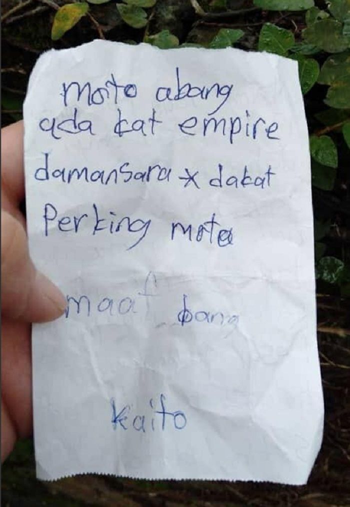 Surat yang ditinggalkan pencuri