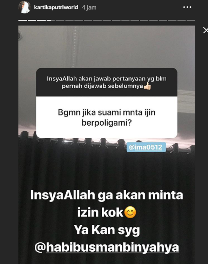 Jawaban Kartika Putri mengenai poligami