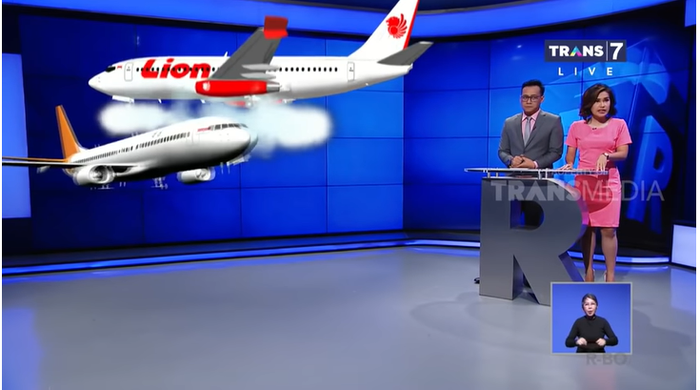Ilustrasi saat pesawat Sriwijaya Air melintas dan menghindari Lion Air JT-610 yang tidak stabil