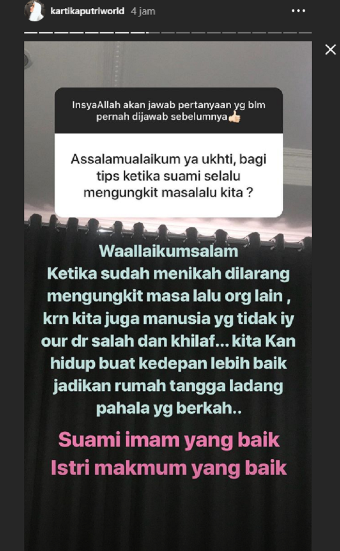 Jawaban Kartika Putri mengenai fenomena pasangan yang mengungkit masa lalu