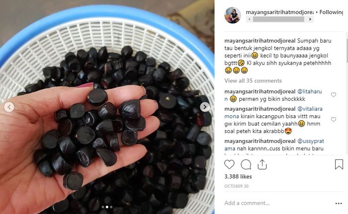 Unggahan instagram Mayangsari
