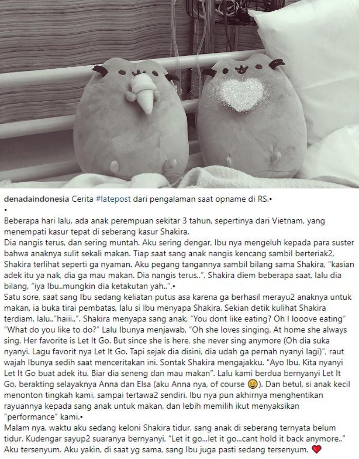 Terbaring di Rumah Sakit, Shakira Aurum, Putri Denada Masih Sempat Hibur Sesama Pasien Anak (instagram @denadaindonesia)