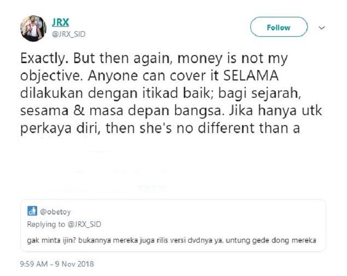 Teguran Jerinx SID karena Via Vallen cover lagu Sunset di Tanah Anarki tanpa izin