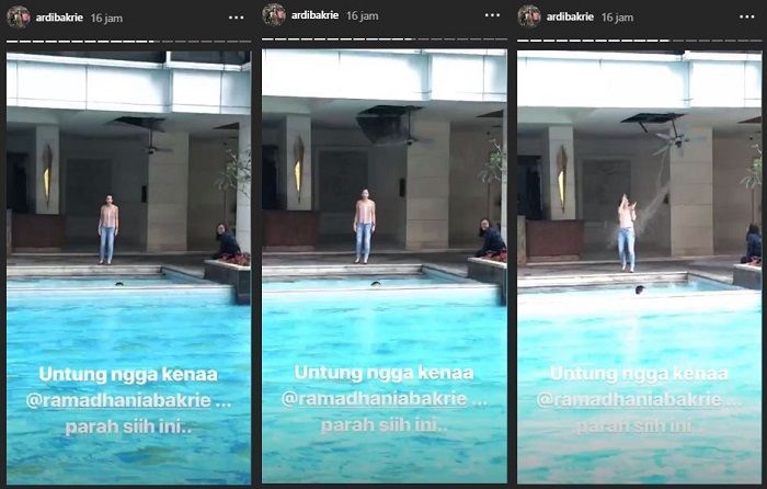 Nia Ramadhani hampir tertimpa plafon yang jatuh.