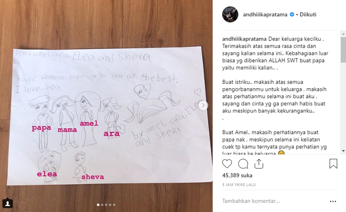 Ungkapan Andhika Pratama di hari ulang tahunnya