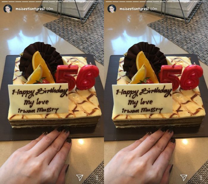 Kue ulang tahun Irwan Mussry, Maia Estianty