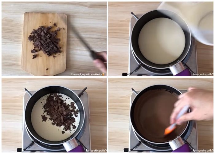 Layer 3 ganache untuk dessert in a box