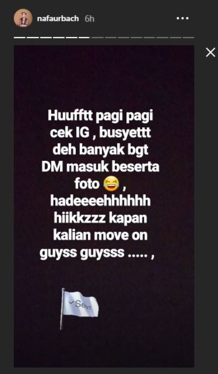 Unggahan Instagram Story Nafa Urbach