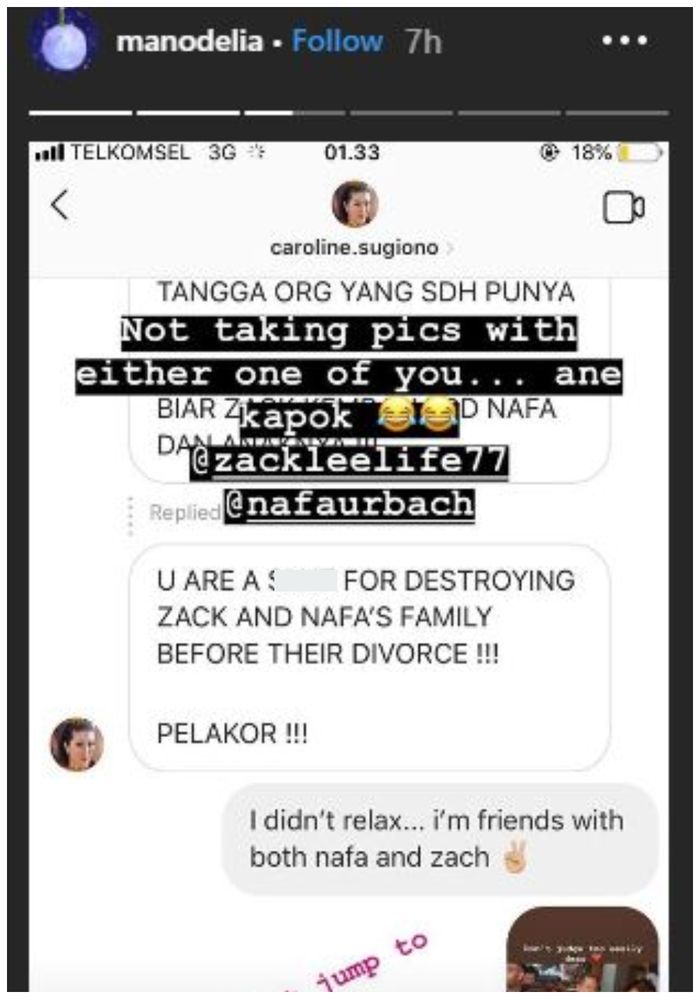 Manohara posting sebuah dm yang menuduhnya pelakor