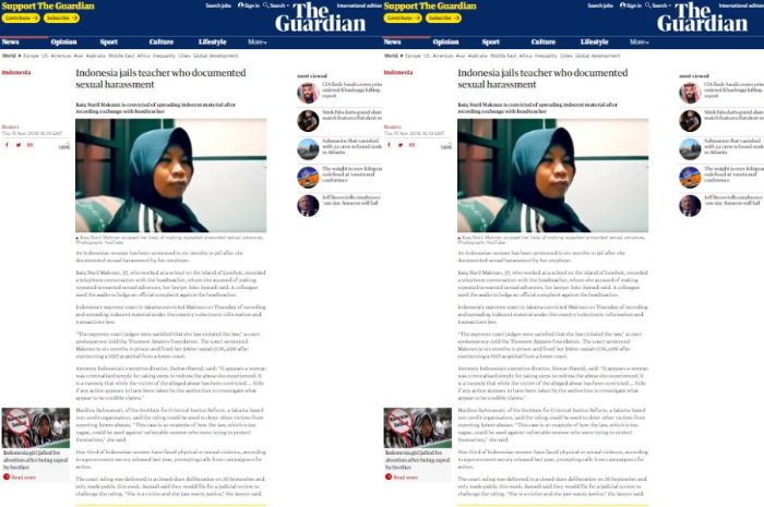 Dirasa Tidak Adil, Kasus Baiq Nuril Jadi Sorotan Media Asing
