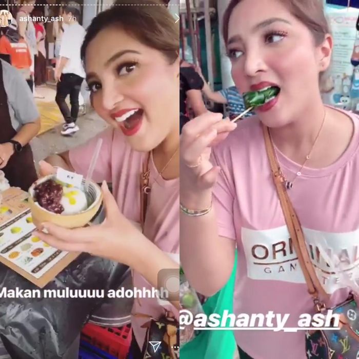 Ashanty asyik makan di Thailand