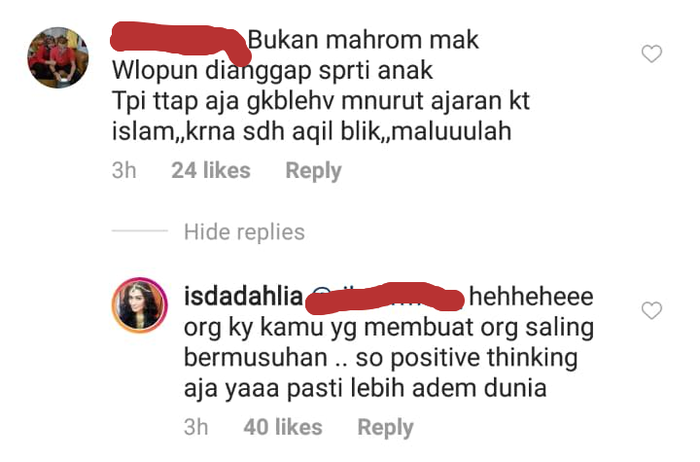 Iis Dahlia balas komentar netizen